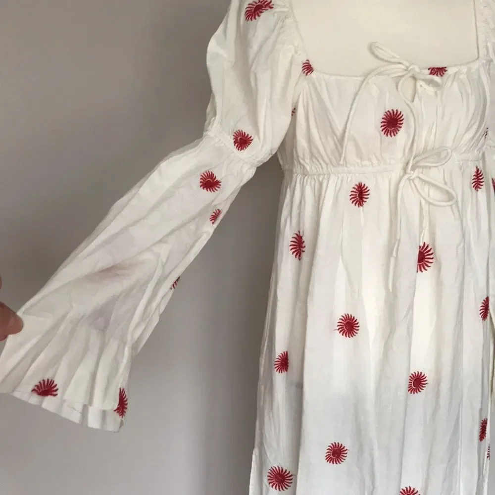 Free People Emory Embroidered Midi Mxi Dress size S